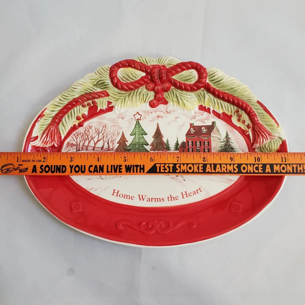 Fitz and Floyd Christmas Home Warms the Heart Sentiment Cookie Tray Plate